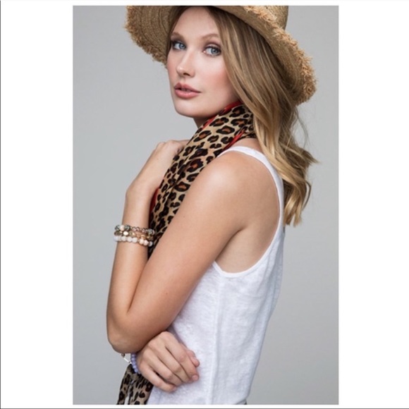 Ruggine Douby Leopard scarf with stripe accent - Picture 4 of 7